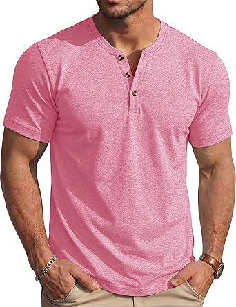 MAGCOMSEN Men's Henley Short Sleeve Shirt Moisture Wicking